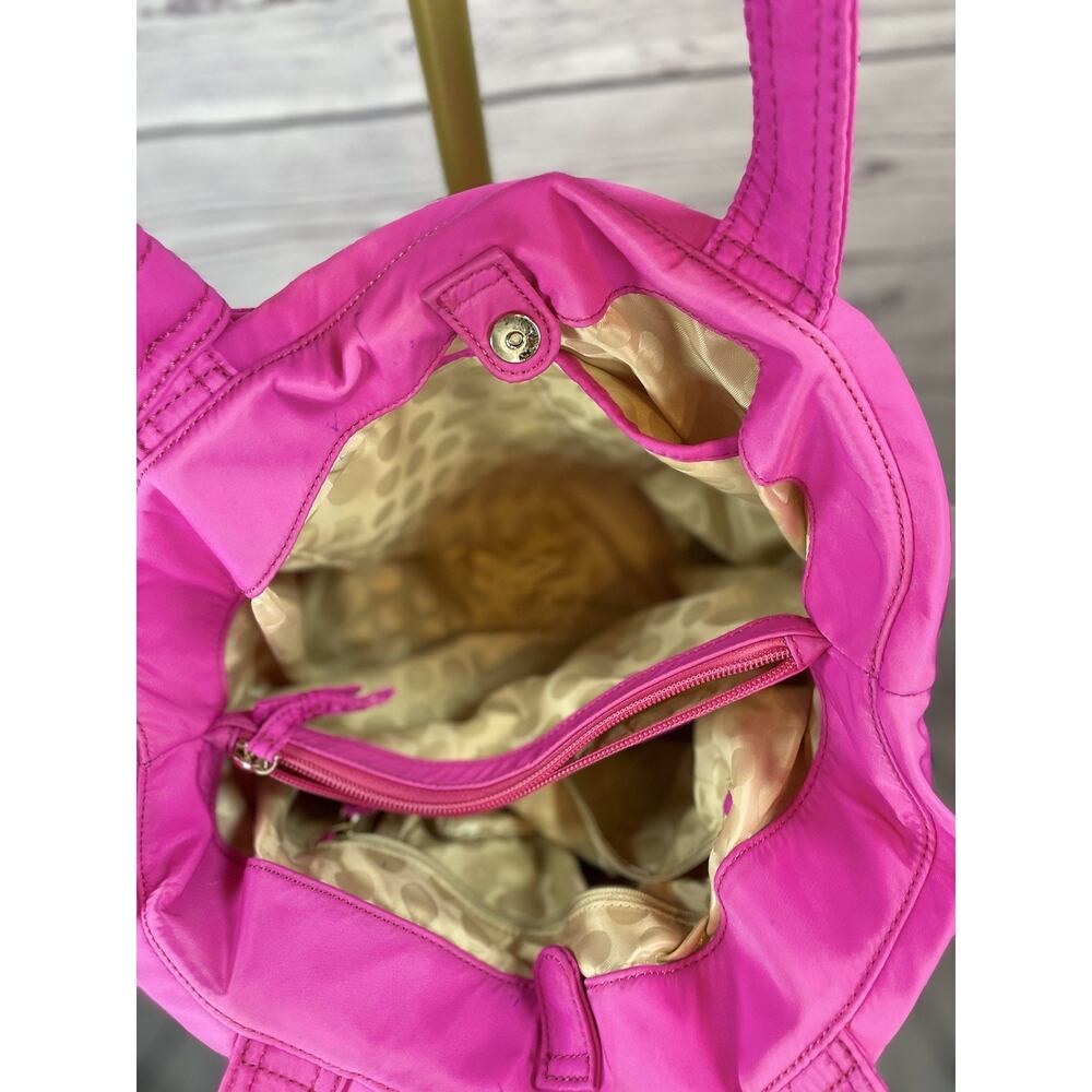 Kate Spade New York Hot Pink Nylon Tote Bag Bow Accent Shoulder Purse - Picture 9 of 13
